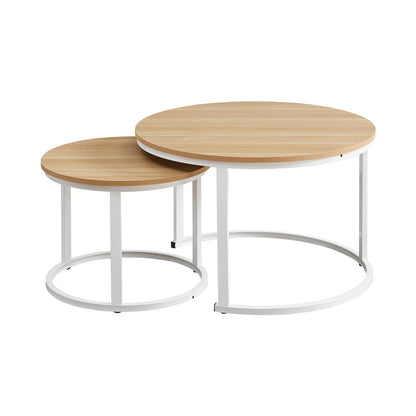 Indus Nesting Coffee Table Oak With White Frame