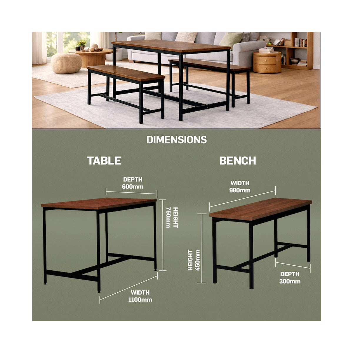 Everfurn Gwen Dining Set - Mahogany