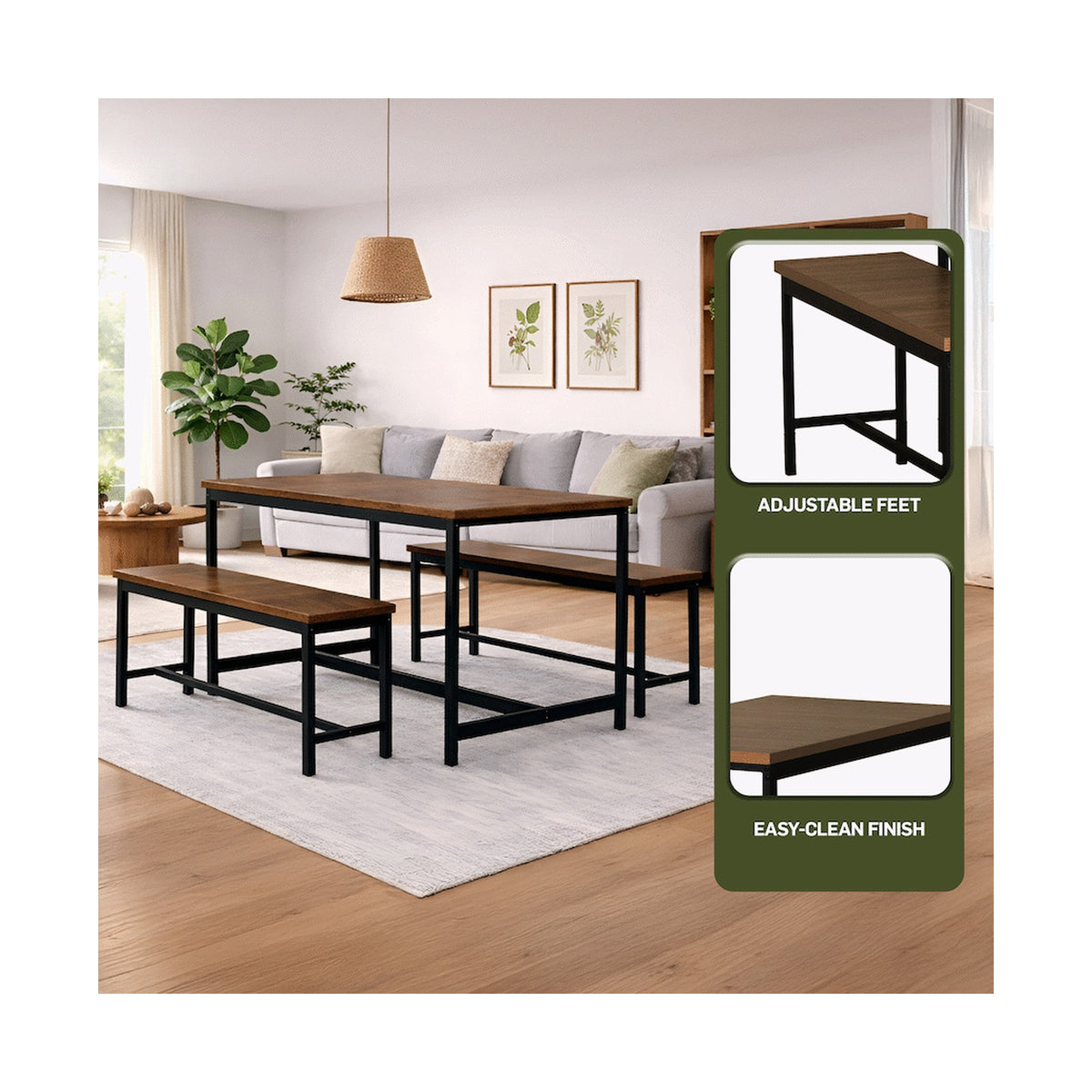 Everfurn Gwen Dining Set - Mahogany