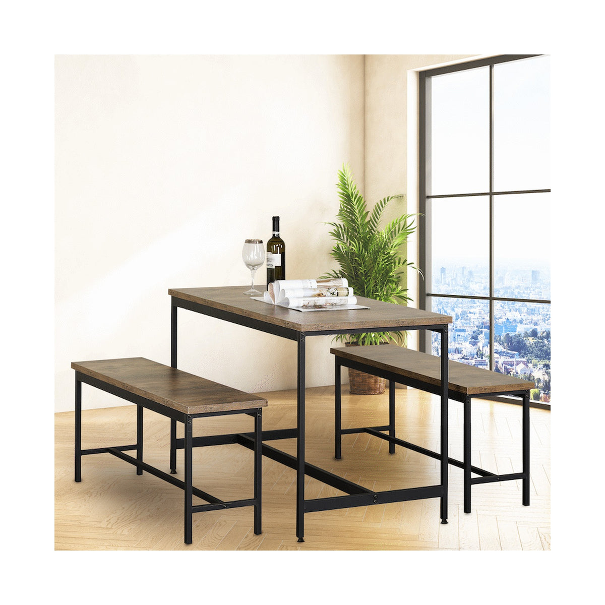 Everfurn Gwen Dining Set - Mahogany