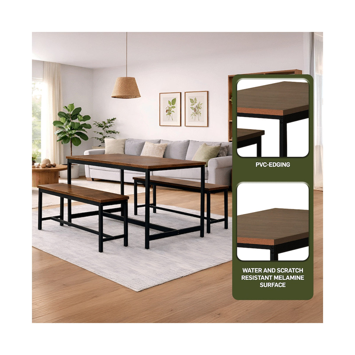Everfurn Gwen Dining Set - Mahogany