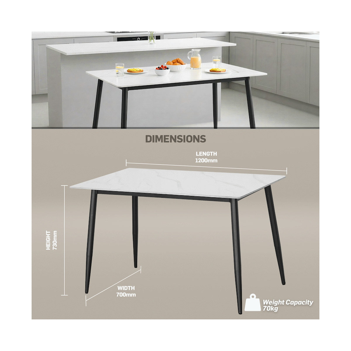 Everfurn Theo Dining Table - White, Box 1 of 2