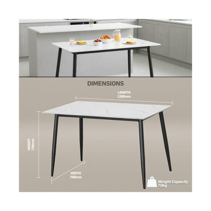 Everfurn Theo Dining Table - White, Box 1 of 2