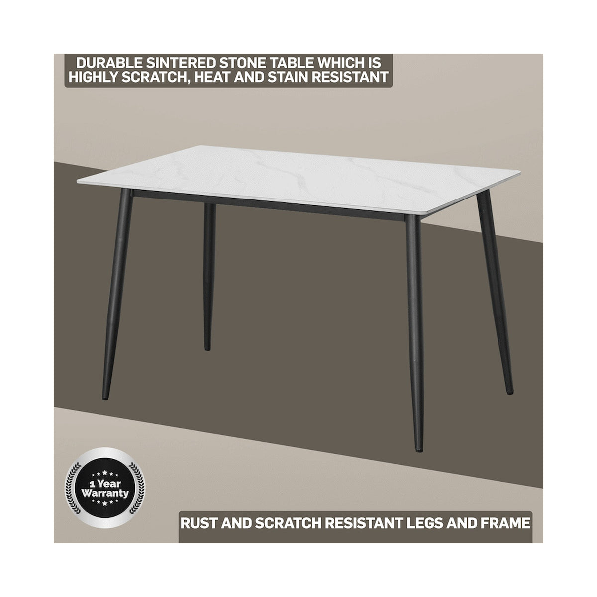 Everfurn Theo Dining Table - White, Box 1 of 2