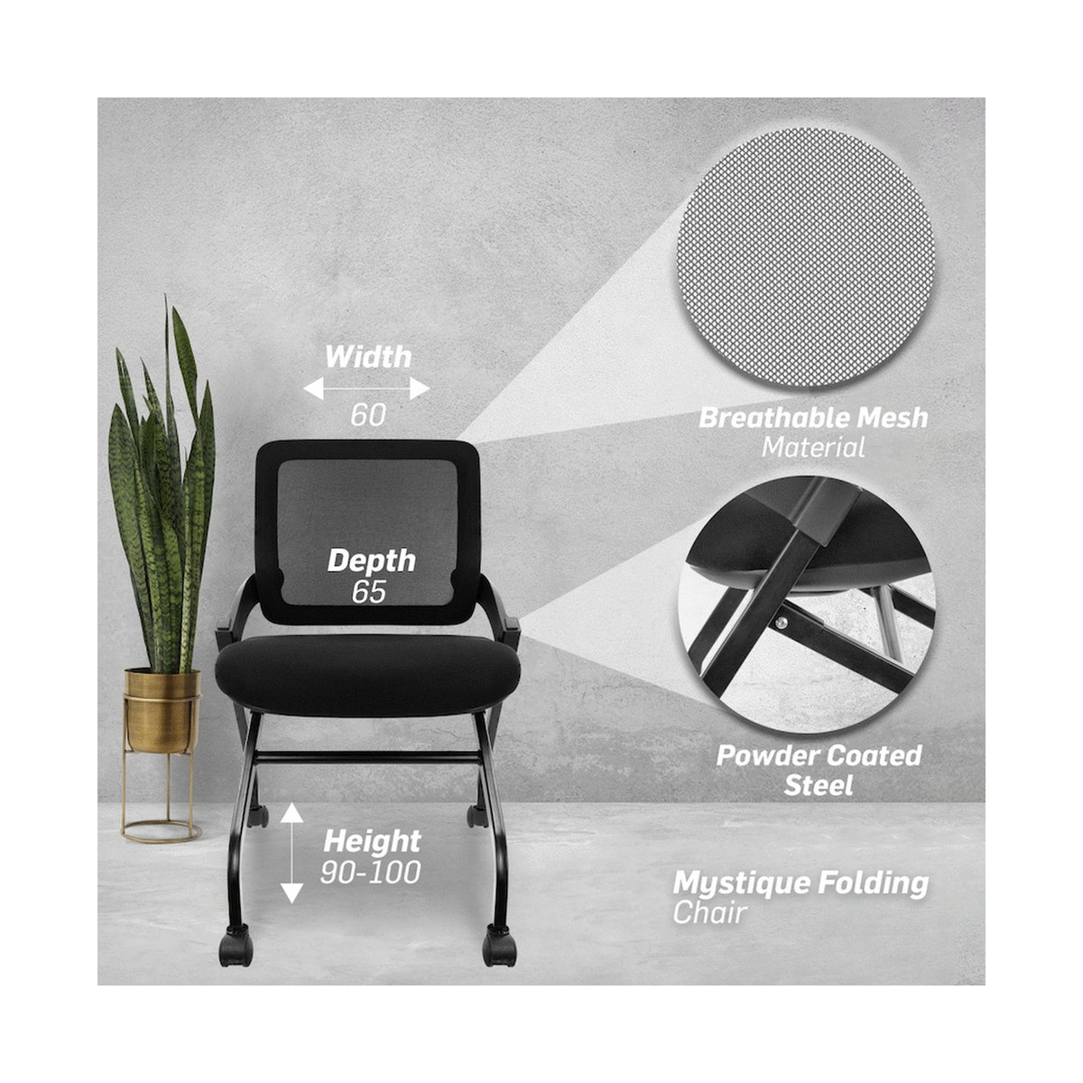 Everfurn Mystique Foldable Mid-Back Office Chair