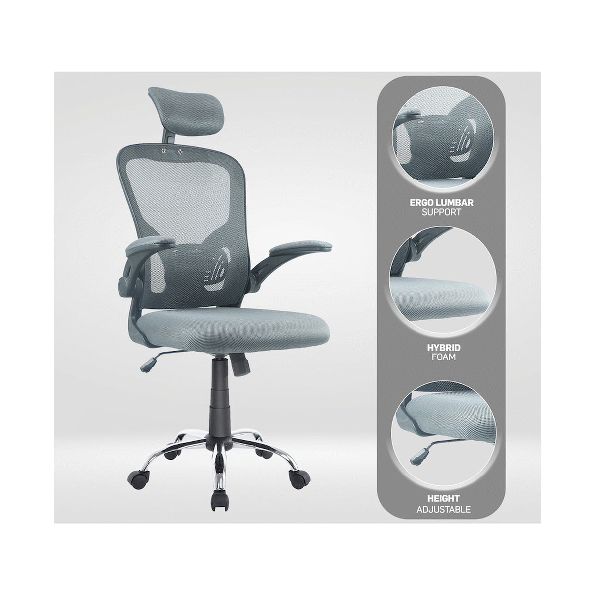 Everfurn Stagio Ergo Office Chair - High Back - Grey