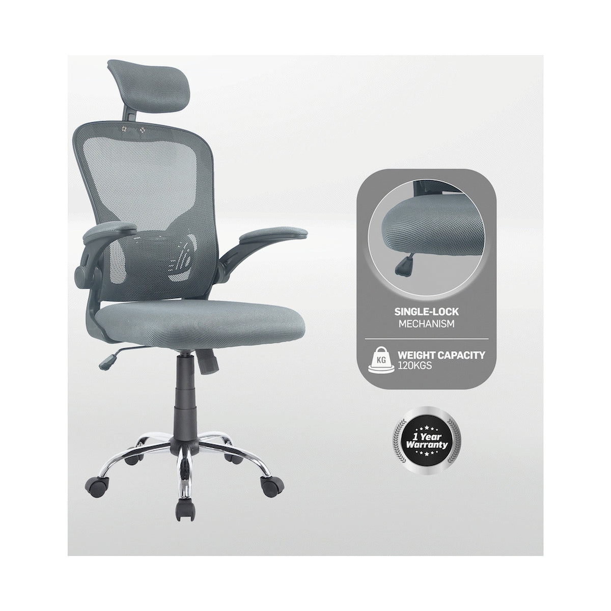 Everfurn Stagio Ergo Office Chair - High Back - Grey