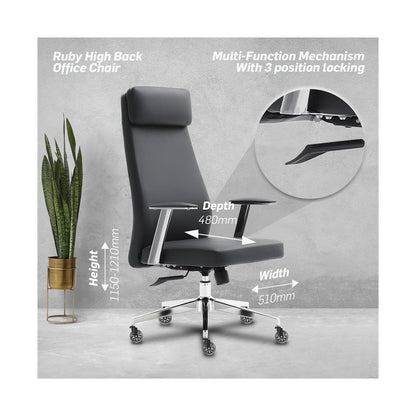 Everfurn Ruby High Back Office Chair, Chrome Metal Base