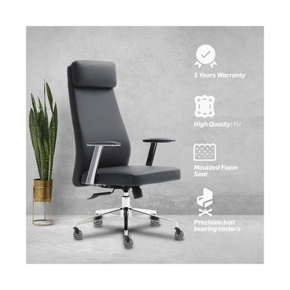 Everfurn Ruby High Back Office Chair, Chrome Metal Base