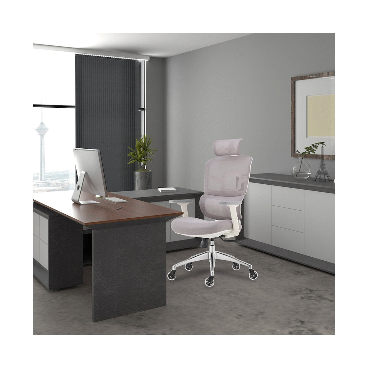 Everfurn Premium Graphite Ergo High Back Chair - Grey