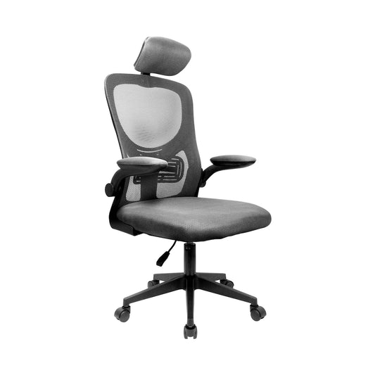 Everfurn Kira High Back Office Chair with Headrest - Grey with Black Frame