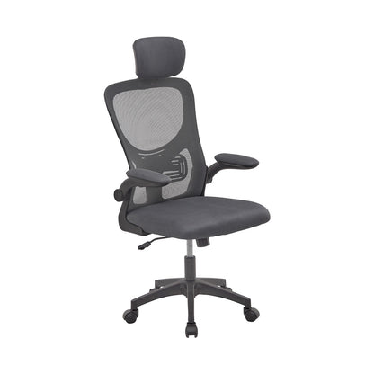 Everfurn Kira High Back Office Chair with Headrest - Grey with Black Frame