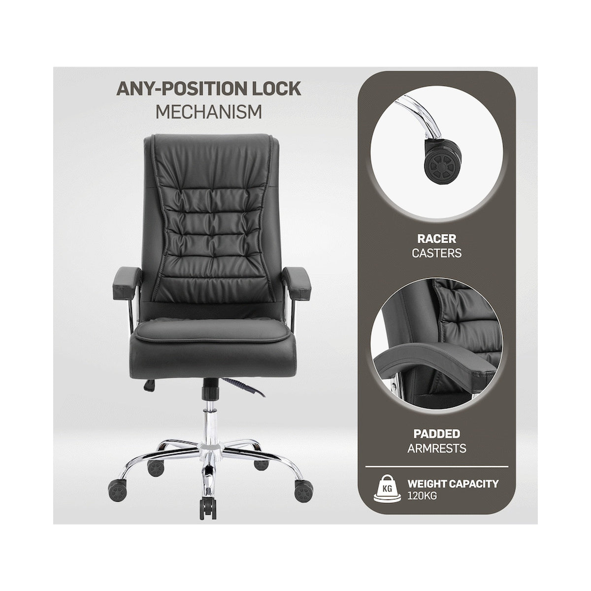 Everfurn Louis High Back Office Chair - Black