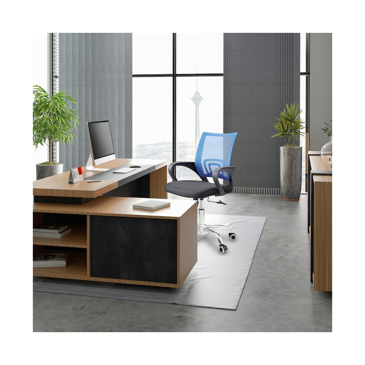 Everfurn Swift Mid Back Chair - Blue
