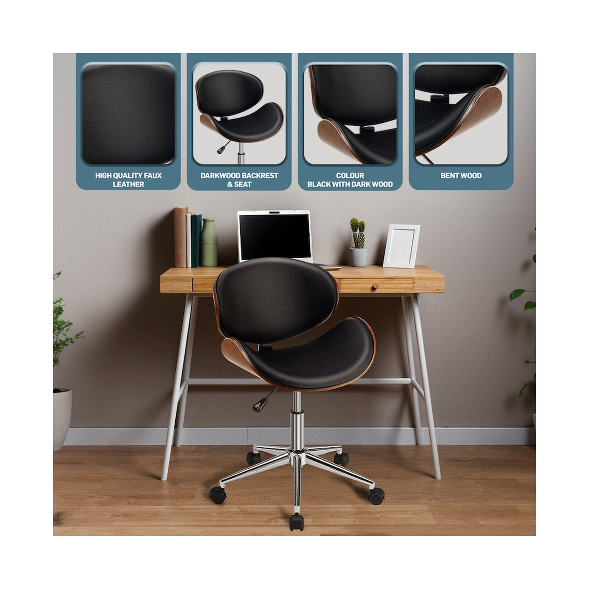 Amos Mid Back Office Chair - Black