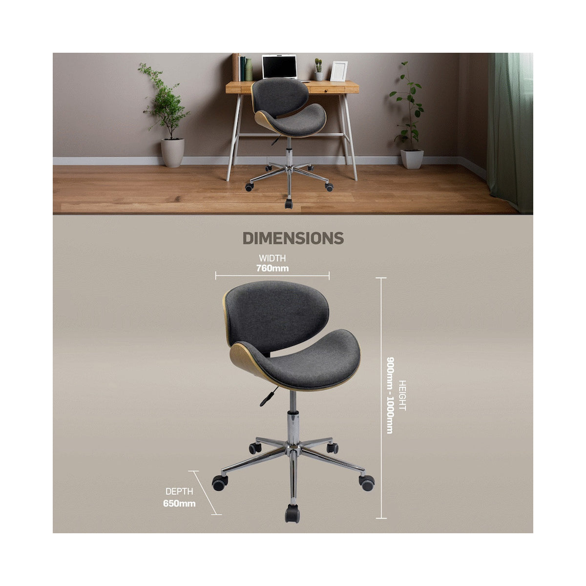 Amos Mid Back Office Chair - Grey