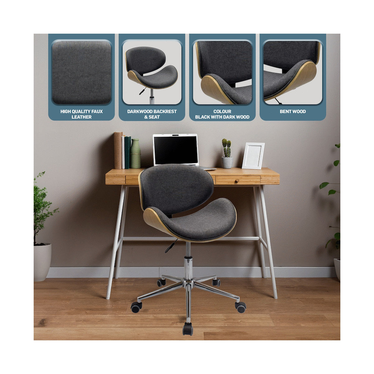 Amos Mid Back Office Chair - Grey