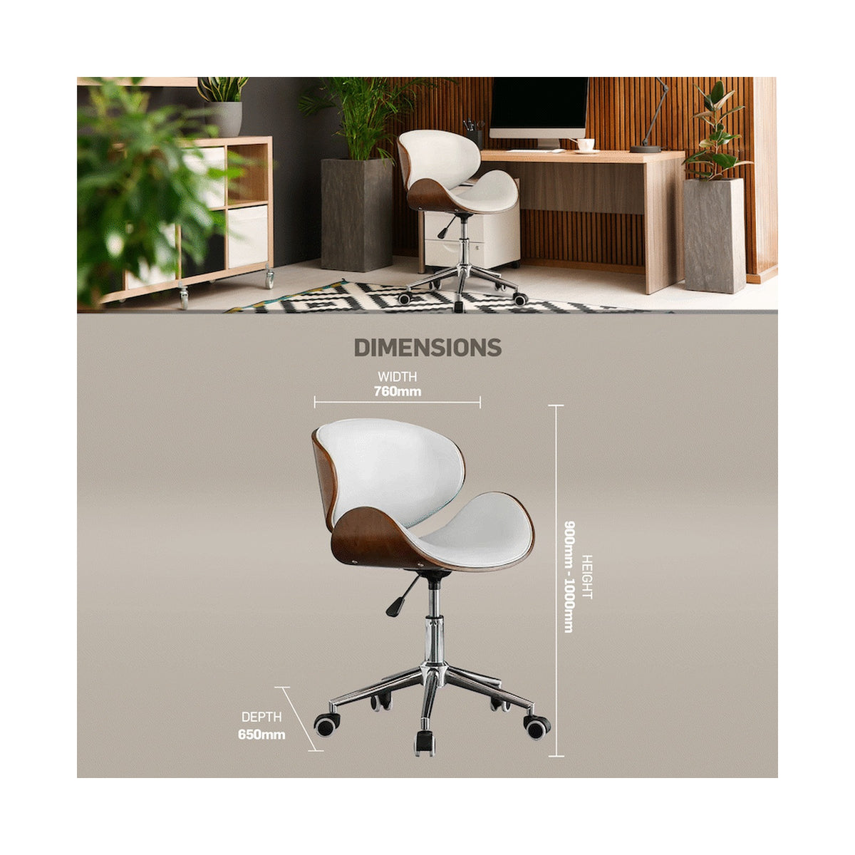 Amos Mid Back Office Chair - White