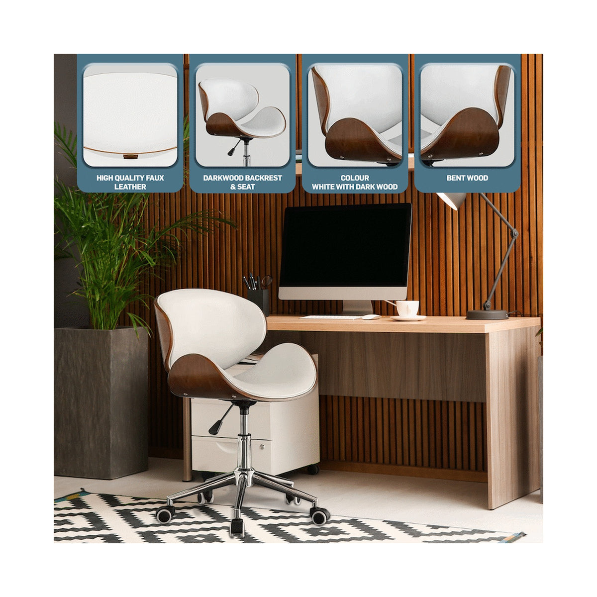 Amos Mid Back Office Chair - White