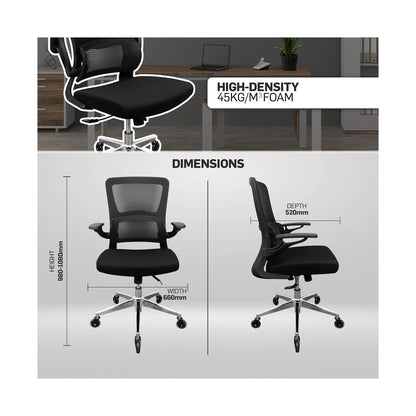 Everfurn Premium Dakota Mid Back Office Chair, Chromed Steel - Black
