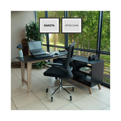 Everfurn Premium Dakota Mid Back Office Chair, Chromed Steel - Black