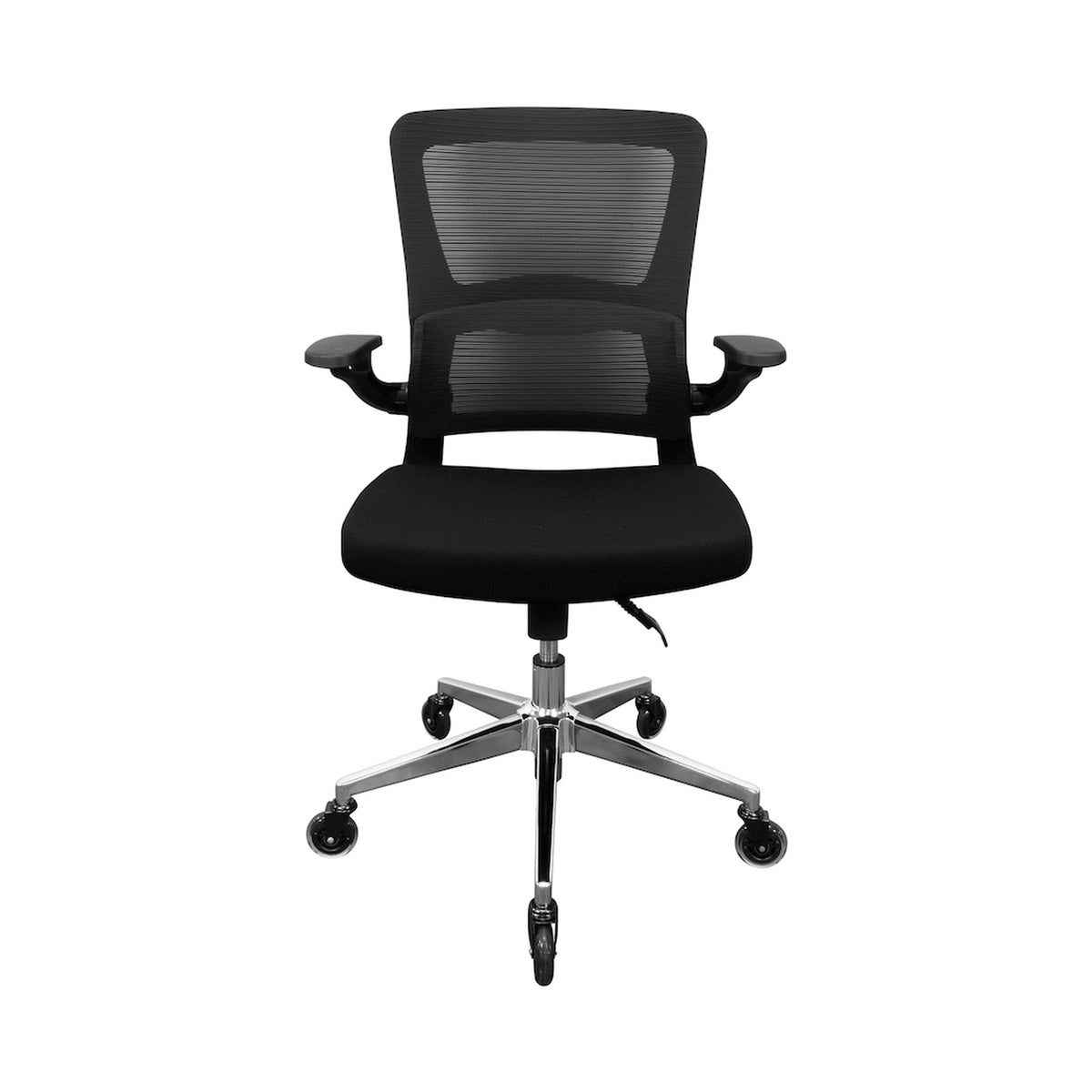 Everfurn Premium Dakota Mid Back Office Chair, Chromed Steel - Black