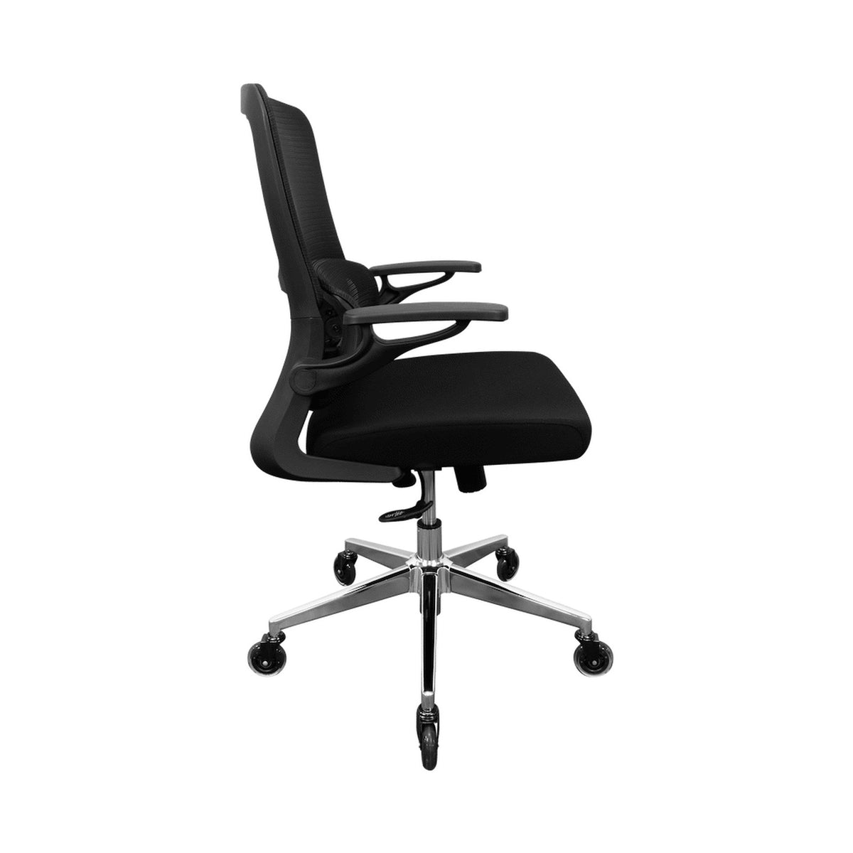 Everfurn Premium Dakota Mid Back Office Chair, Chromed Steel - Black