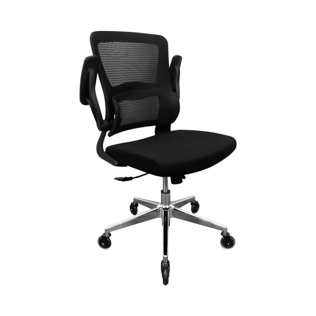 Everfurn Premium Dakota Mid Back Office Chair, Chromed Steel - Black