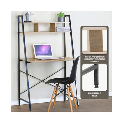 Everfurn Vesa Office Desk - Oak & Black