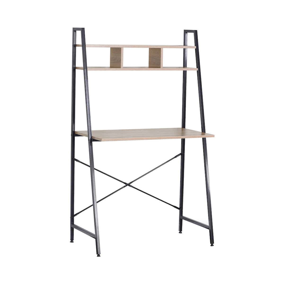 Everfurn Vesa Office Desk - Oak & Black