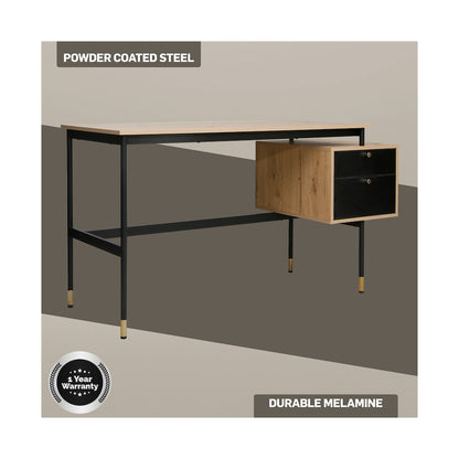 Everfurn Summit Desk with Two Drawers - Black