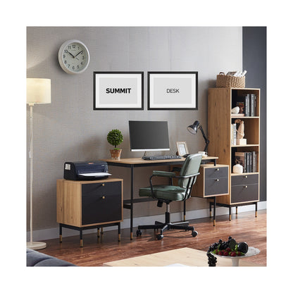 Everfurn Summit Desk with Two Drawers - Black