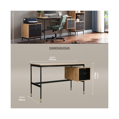 Everfurn Summit Desk with Two Drawers - Black