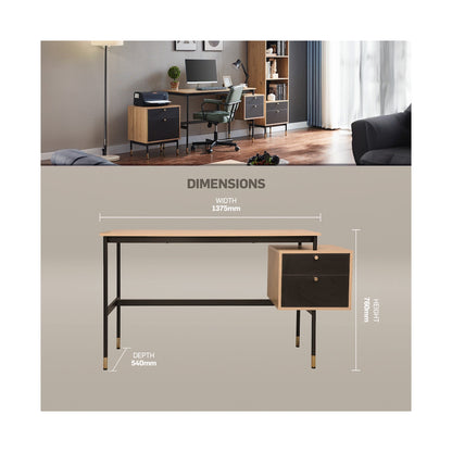 Everfurn Summit Desk with Two Drawers - Black