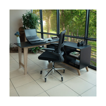 Everfurn Premium Lunar Office Desk - Black - L-Shaped - with Storage (Box 1 of 2)