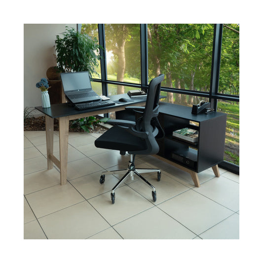 Everfurn Premium Lunar Office Desk - Black - L-Shaped - with Storage (Box 1 of 2)