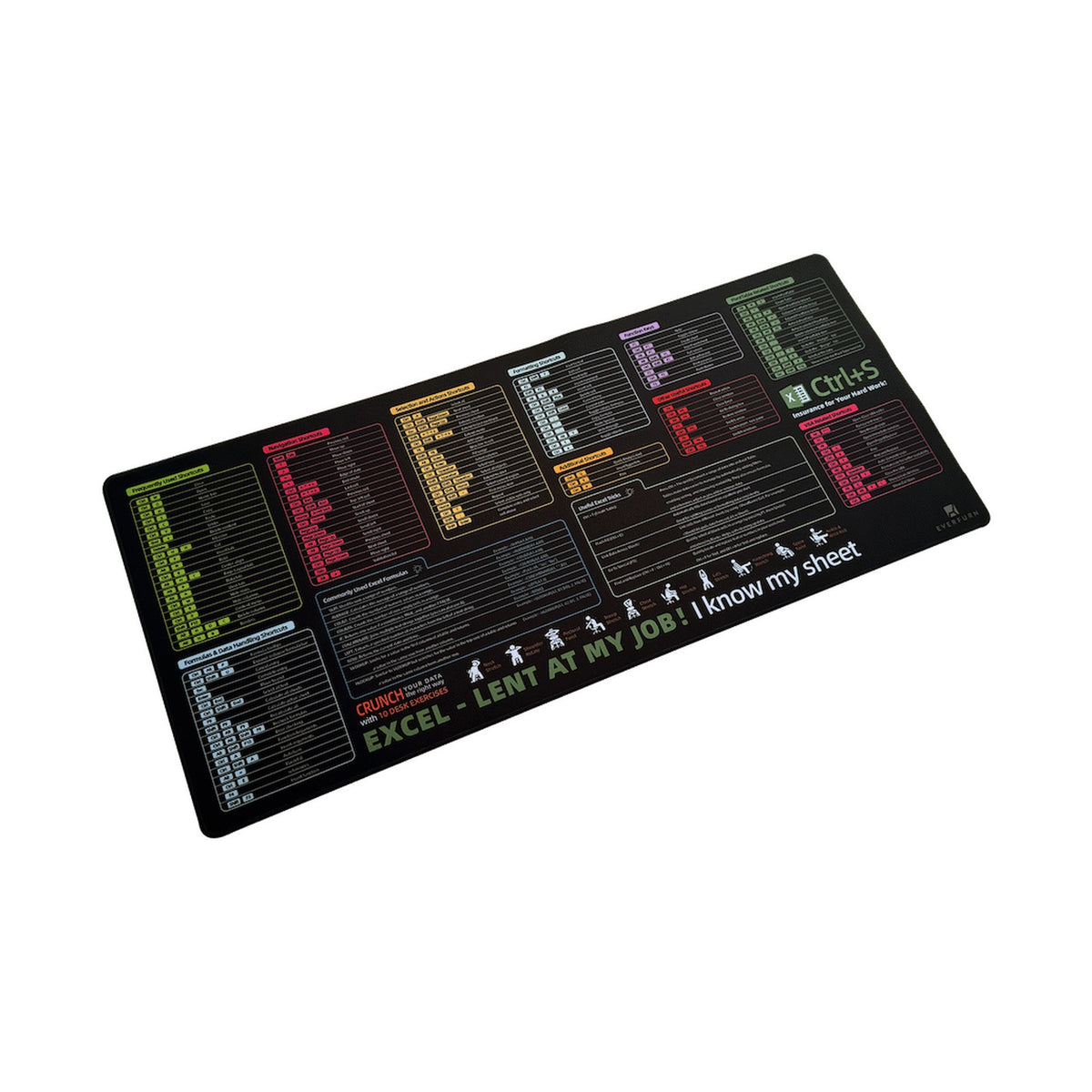 Everfurn Excel Hot Keys Large Desk Mat