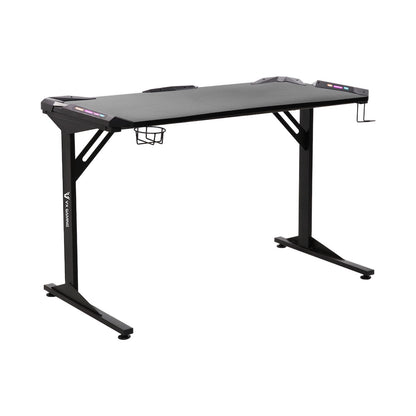 Fortress Gaming Desk with RGB Lights, Cup Holder