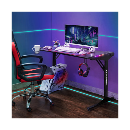 Fortress Gaming Desk with RGB Lights, Cup Holder