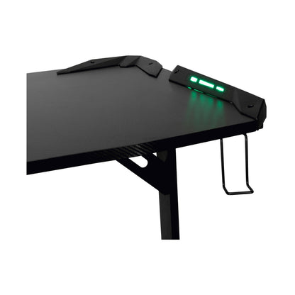 Fortress Gaming Desk with RGB Lights, Cup Holder