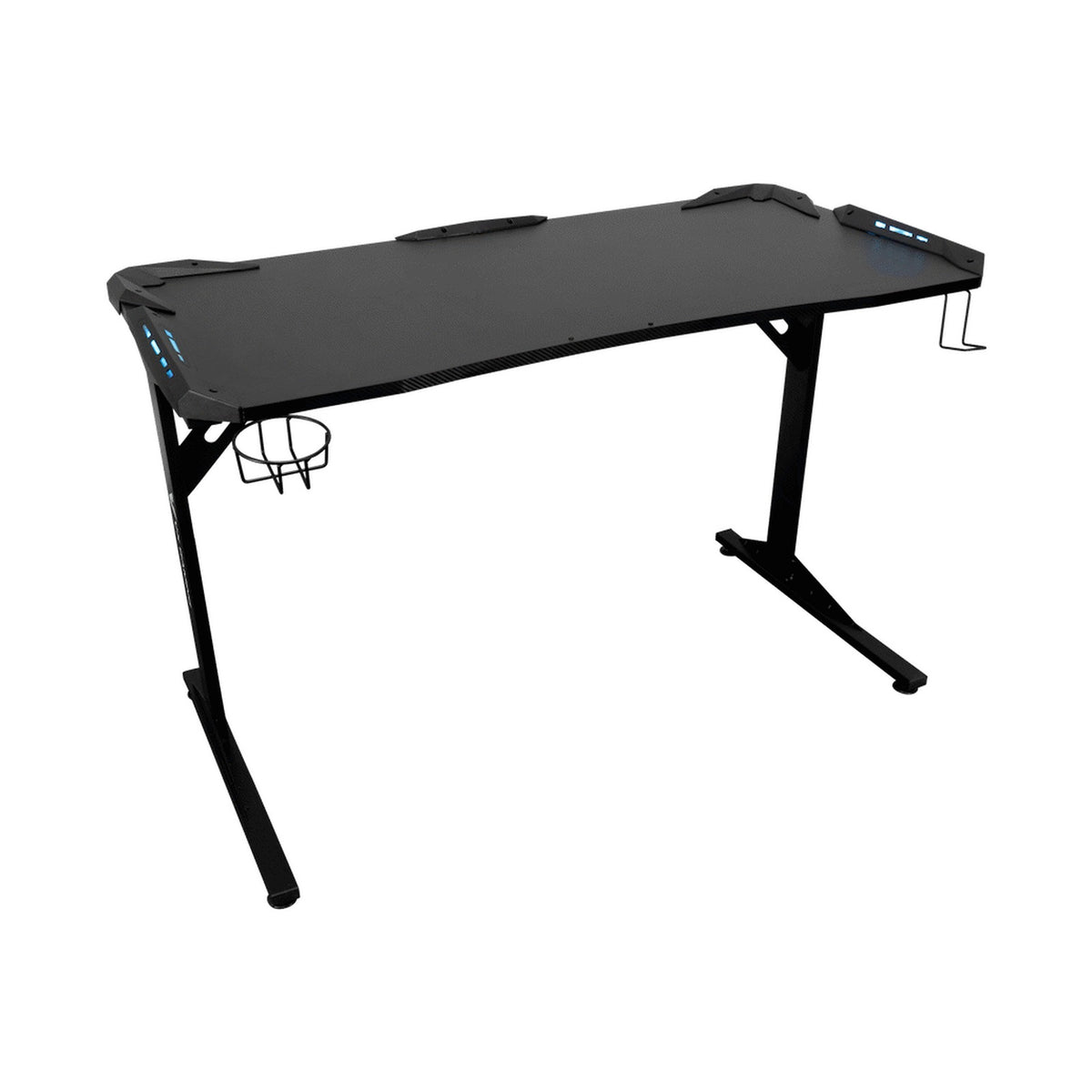 Fortress Gaming Desk with RGB Lights, Cup Holder