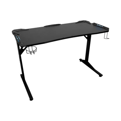 Fortress Gaming Desk with RGB Lights, Cup Holder