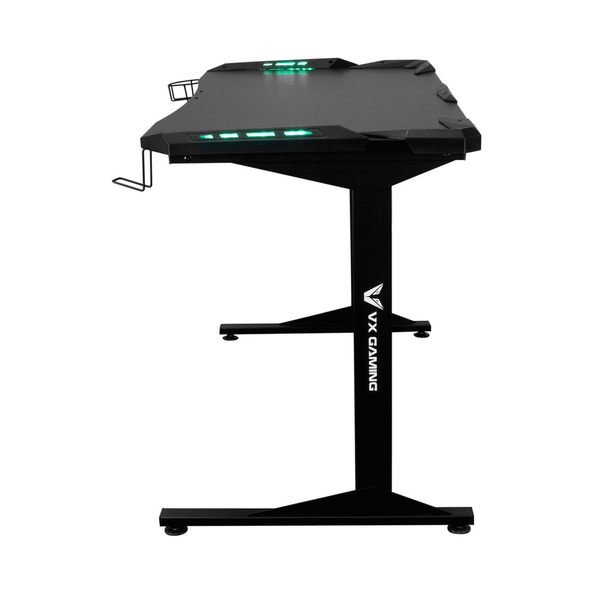 Fortress Gaming Desk with RGB Lights, Cup Holder
