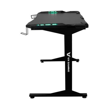 Fortress Gaming Desk with RGB Lights, Cup Holder