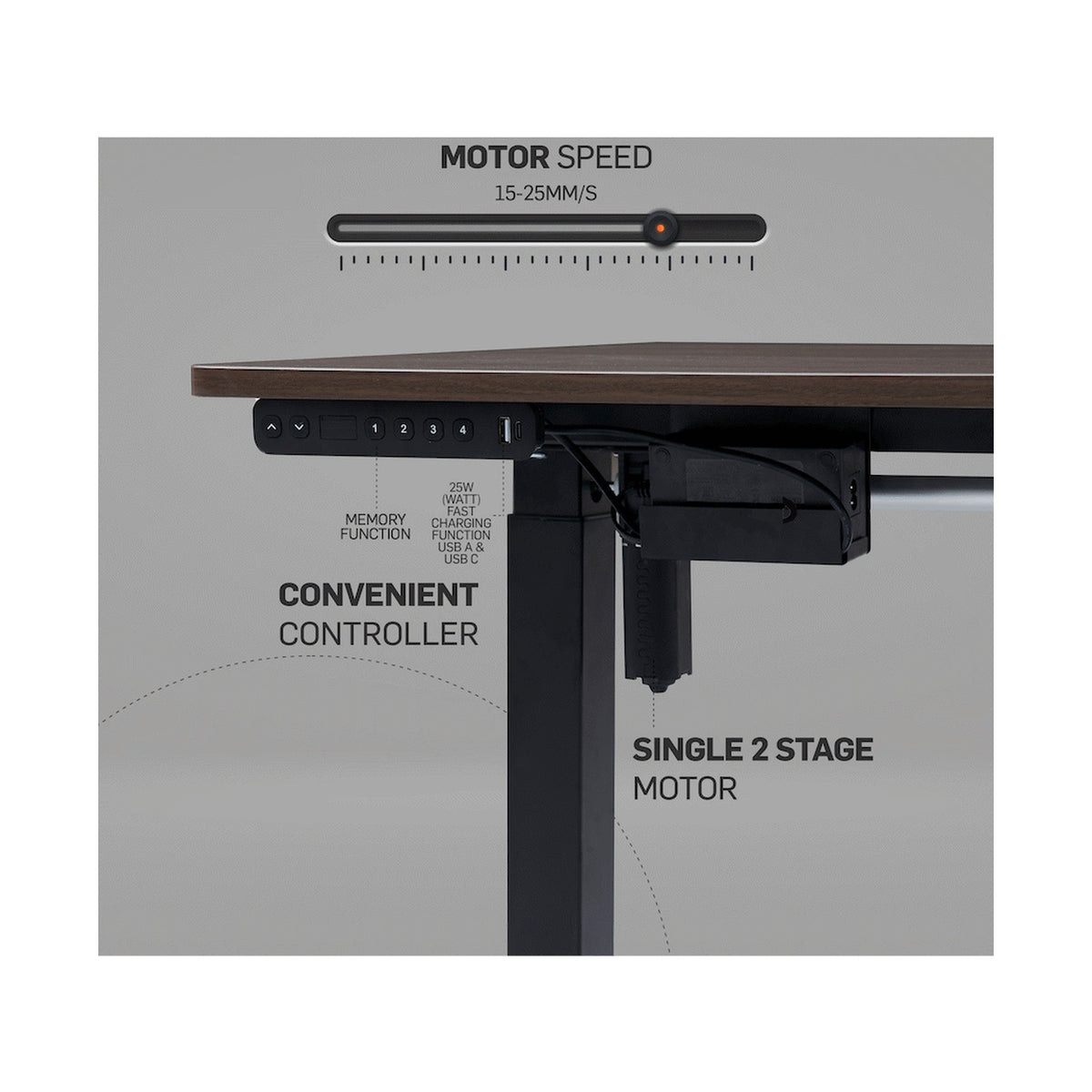 Berlin Height-Adjustable Desk - Base & Controller - Black