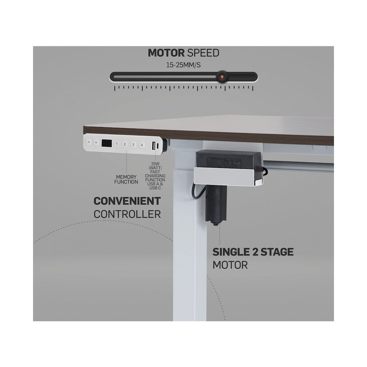 Berlin Height-Adjustable Desk - Base & Controller - White