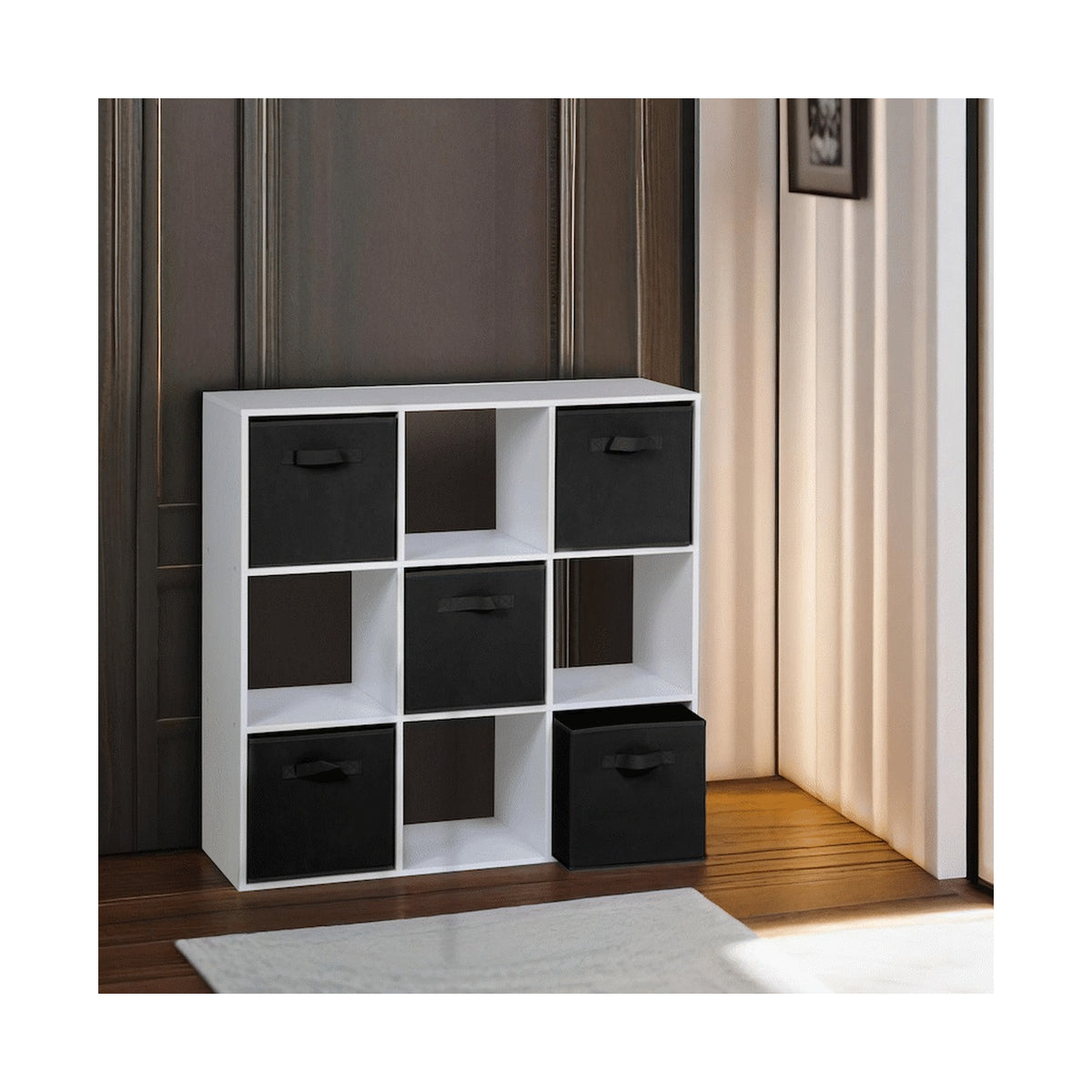 Everfurn Storeman Black, Collapsible Fabric Organiser Storage Basket - Single