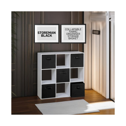 Everfurn Storeman Black, Collapsible Fabric Organiser Storage Basket - Single