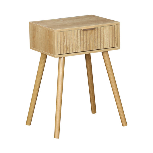 Everfurn Yoko Side Table Wood, Melamine, Pine Wood Legs, 1x Drawer