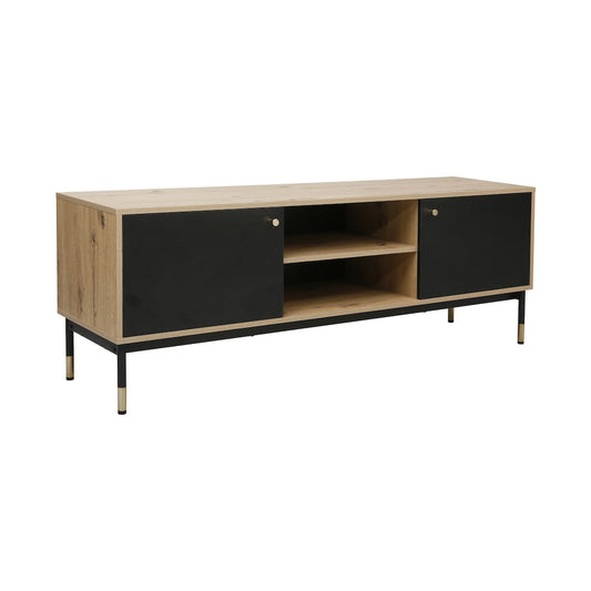 Everfurn Summit TV Stand, Gold with Two Cupboards